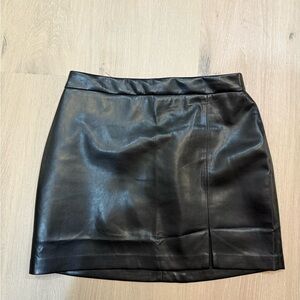 Pink Lily Black Faux Leather Mini Skirt